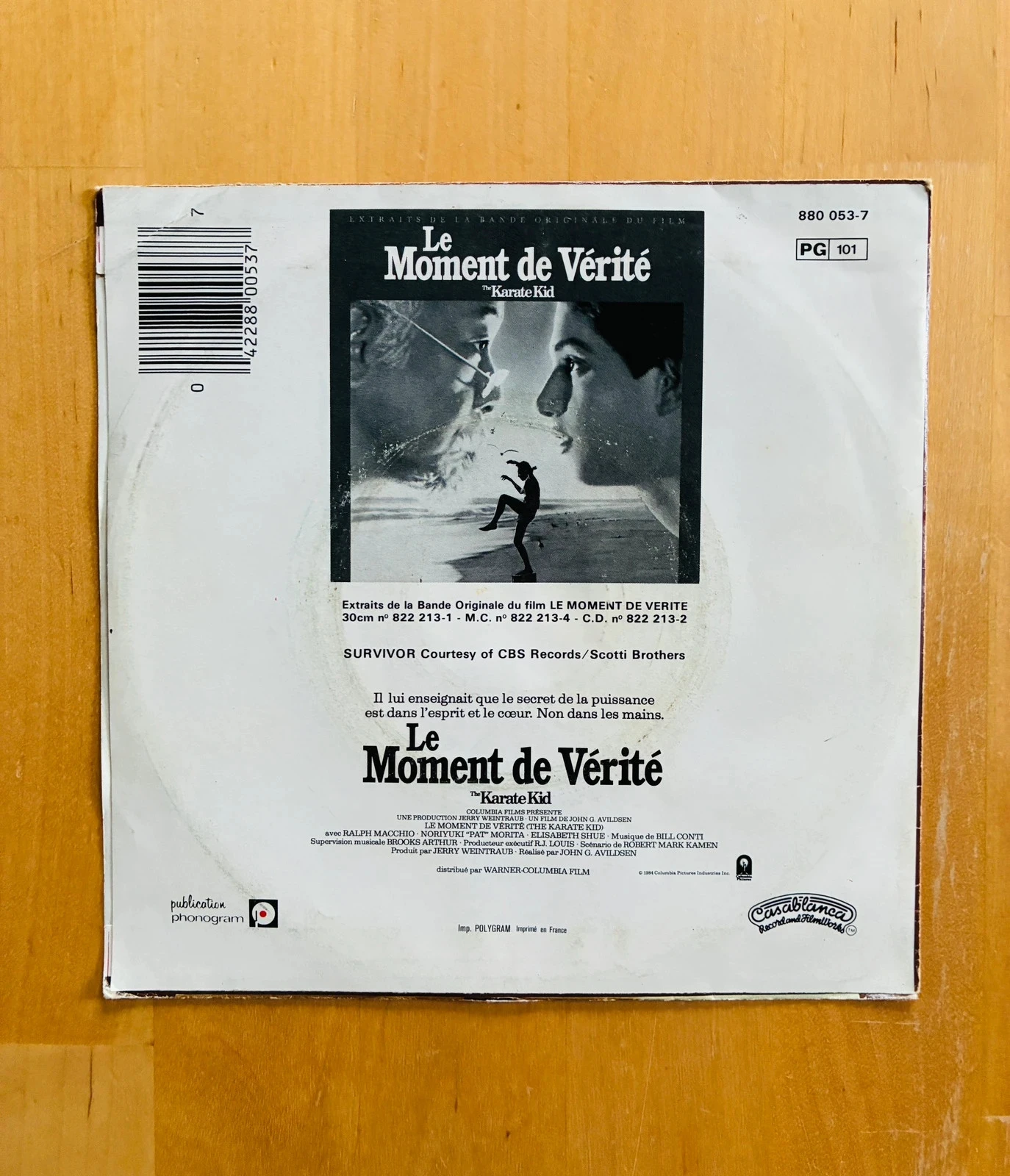 Disco de vinilo 45T Survivor The moment of truth OST Karate Kid. – photo 2